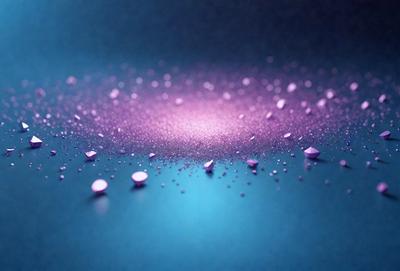 The primary subject of the image is a purple background with a pattern of purple and white dots. The setting is a blue surface, and the visual style appears to be a digital art or illustration. The colors and mood of the image are predominantly purple and blue, creating a calm and serene atmosphere.