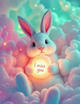 The primary subject of the image is a white rabbit holding a lighted ball. The setting is a pink and white cloudy background, which adds a whimsical and playful atmosphere to the scene. The visual style is a combination of digital art and illustration, creating a unique and imaginative representation of the rabbit and its lighted ball. The colors and mood of the image are predominantly pink and white, giving it a soft and gentle appearance.