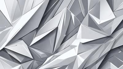 The primary subject of the image is a close-up of a silver, geometric pattern. The setting is a white background, which contrasts with the pattern. The visual style is a combination of digital art and illustration, creating a modern and sleek appearance. The dominant colors are silver and white, giving the image a clean and minimalist feel.