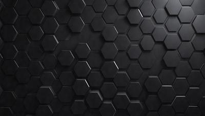 The primary subject of the image is a black and white patterned surface, which appears to be a wall or a piece of artwork. The setting is a dark room, and the visual style is a close-up of the patterned surface. The colors and mood of the image are predominantly dark and moody, with the black and white pattern creating a sense of depth and intrigue.