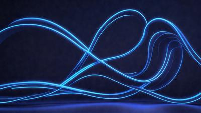The primary subject of the image is a blue light, which appears to be a neon light or a blue light effect. The light is shining on a dark background, creating a striking contrast. The visual style of the image is digital art or illustration, as the light appears to be a digital effect or a drawing of a light source. The colors and mood of the image are predominantly blue, with a slightly mysterious or futuristic atmosphere.