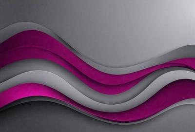 The primary subject of the image is a large, curved, and pink sculpture. The setting is a gray wall, and the visual style appears to be a combination of digital art and illustration. The dominant colors are pink and gray, creating a bold and striking visual effect.