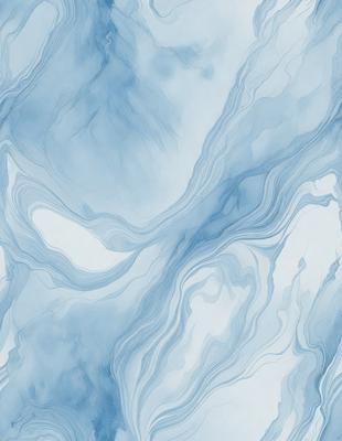 The primary subject of the image is a blue and white marbled pattern. The setting is a blue and white marbled surface, which serves as the background. The visual style is a combination of a photo and digital art, creating a unique and intricate design. The dominant colors are blue and white, giving the image a calm and serene atmosphere.