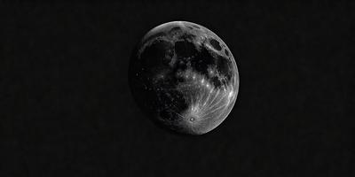 Primary subject: A moon with a crater on it.

Setting/background: A dark, starry sky.

Visual style: Digital art.

Colors and mood: The moon is black, and the sky is dark, creating a moody and dramatic atmosphere.