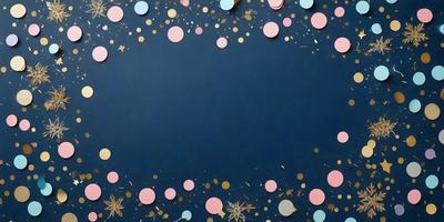 The primary subject of the image is a blue background with a pattern of stars and circles. The setting is a dark blue surface, and the visual style appears to be a combination of digital art and illustration. The dominant colors are blue and gold, creating a calm and serene atmosphere.