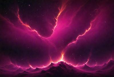 The primary subject of the image is a pink and red nebula, which is a beautiful and colorful celestial object. The setting is a dark, starry sky, with the nebula standing out as the main focus. The visual style of the image is a combination of photo and digital art, creating a unique and captivating representation of the nebula. The dominant colors in the image are pink and red, which evoke a sense of warmth and energy. Overall, the image captures the