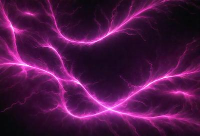 The primary subject of the image is a pink lightning bolt, which is the main object, scene, or focus of the image. The setting or background is a dark, pink-tinged sky, which adds to the overall atmosphere. The visual style of the image is a combination of photo and digital art, creating a unique and eye-catching effect. The colors and mood of the image are predominantly pink, with the lightning bolt being the most prominent feature, giving the image a vibrant