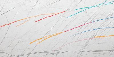 The primary subject of the image is a white wall with a pattern of colored lines painted on it. The setting is a room with a white wall, and the visual style appears to be a combination of digital art and illustration. The colors and mood of the image are vibrant and lively, with the colored lines creating a dynamic and engaging pattern.