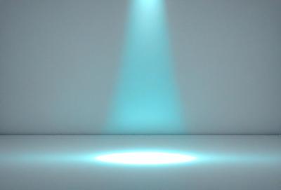 The primary subject of the image is a bright light source, which appears to be a spotlight or a light bulb. The light is shining on a white wall, creating a stark contrast between the light and the wall. The setting is a plain white wall, with no other objects or background visible. The visual style of the image is a simple, clean, and minimalist representation of the light source and its reflection on the wall. The colors and mood of the image are predominantly white, with the light source being the main