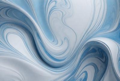 The primary subject of the image is a blue and white swirl pattern, which appears to be a digital art or illustration. The setting is a white background, and the visual style is a combination of digital art and illustration. The dominant colors are blue and white, creating a calming and soothing atmosphere.