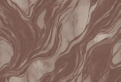 The primary subject of the image is a brown and white marbled wallpaper with a pattern of swirls and waves. The setting is a room with a brown and white marbled wall, which serves as the background. The visual style is a close-up of the wallpaper, showcasing the intricate design. The colors and mood of the image are warm and inviting, with the brown and white color scheme creating a sense of depth and texture.