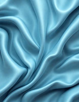 The primary subject of the image is a blue fabric, which appears to be a piece of silk. The setting is a blue background, which complements the blue fabric. The visual style is a close-up of the fabric, showcasing its texture and details. The colors and mood of the image are predominantly blue, creating a calm and serene atmosphere.