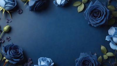 The primary subject of the image is a blue background with a circle of blue flowers. The flowers are arranged in a circular pattern, creating a visually appealing and harmonious composition. The setting appears to be a studio or a controlled environment, as the flowers are placed on a blue surface, which could be a table or a wall. The visual style of the image is a combination of photography and digital art, as the flowers are realistically rendered, while the blue background and circular arrangement give the image a unique and artistic touch