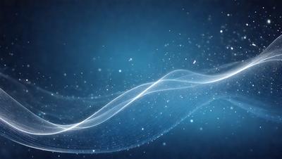 The primary subject of the image is a blue background with a wave-like pattern. The setting is a dark, starry night, creating a sense of depth and mystery. The visual style is a combination of digital art and illustration, with the blue background and the wave-like pattern giving it a futuristic and artistic appearance. The colors and mood are predominantly dark and moody, with the blue background and the starry night creating a sense of calmness and tranquility.
