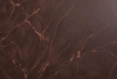 The primary subject of the image is a brown leather wallpaper with a pattern of swirls and lines. The setting is a wall, and the visual style is a close-up of the leather wallpaper. The colors and mood of the image are warm and earthy, with the brown leather creating a rich and textured appearance.