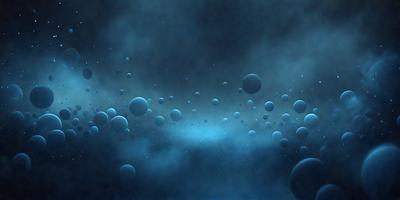 The primary subject of the image is a blue and white space scene featuring a cloudy sky and a large number of small, blue spheres scattered throughout the scene. The setting appears to be a dark, cloudy night sky, creating a moody atmosphere. The visual style of the image is a combination of digital art and illustration, with the blue spheres and cloudy sky creating a unique and captivating visual experience.