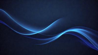 The primary subject of the image is a blue wave, which is the main object, scene, or focus of the image. The setting or background is a dark blue surface, which creates a contrasting and dramatic effect. The visual style of the image is digital art, as it is a digital representation of a wave. The dominant colors in the image are blue and black, giving it a calm and serene atmosphere.