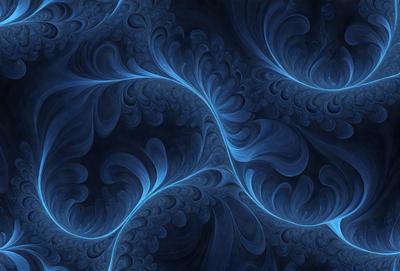 The primary subject of the image is a blue and white swirling pattern, which appears to be a digital art or illustration. The setting is a blue background, and the visual style is a combination of digital art and illustration. The dominant colors are blue and white, creating a calm and soothing atmosphere.