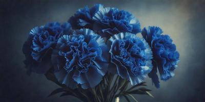 The primary subject of the image is a bouquet of blue flowers, which are the main focus of the scene. The flowers are arranged in a vase, creating a visually appealing display. The setting is a room with a wall visible in the background. The visual style of the image is a photo, capturing the beauty of the flowers in their natural environment. The dominant colors in the image are blue, which gives the flowers a serene and calming appearance.