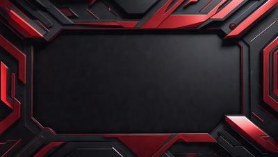 The primary subject of the image is a black screen with a red background. The screen is likely a part of a computer monitor or a television. The setting is a room with a red and black patterned wall, which adds a vibrant and bold atmosphere to the space. The visual style of the image is a combination of digital art and illustration, creating a unique and eye-catching design.