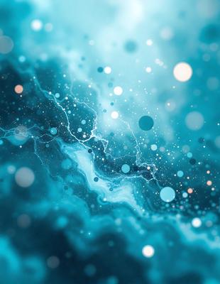 The primary subject of the image is a blue and white swirl pattern, which appears to be a digital art or illustration. The setting is a blue background, and the visual style is a combination of digital art and illustration. The dominant colors are blue and white, creating a calming and soothing atmosphere.