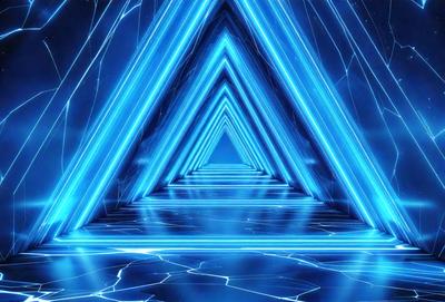 The primary subject of the image is a blue and white tunnel-like structure, which appears to be a futuristic tunnel. The setting is a blue and white tunnel, and the visual style is digital art. The dominant colors and overall atmosphere are blue and white, giving the image a futuristic and modern feel.