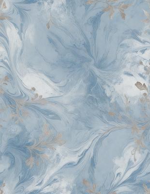 The primary subject of the image is a blue and white patterned wallpaper with a flowery design. The setting is a room with a blue and white color scheme. The visual style is a patterned wallpaper, which gives the room a unique and artistic atmosphere. The dominant colors are blue and white, creating a calming and serene mood in the space.