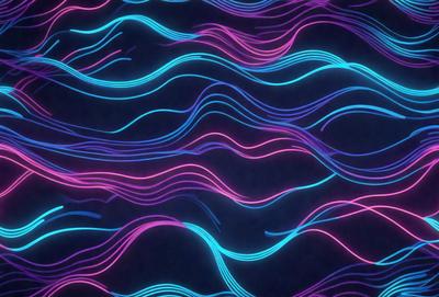 The primary subject of the image is a purple and blue wave pattern, which is the main object, scene, or focus of the image. The setting or background is a dark background, which contrasts with the vibrant colors of the wave pattern. The visual style of the image is a digital art or illustration, as it is a computer-generated or digitally created design. The dominant colors of the image are purple and blue, creating a calming and soothing atmosphere.