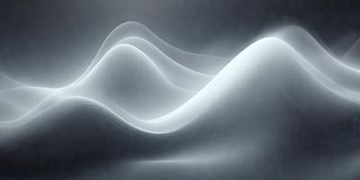 The primary subject of the image is a series of white, wavy lines or waves. The setting is a dark background, which contrasts with the white lines. The visual style appears to be a combination of digital art and illustration, creating a unique and artistic representation of the waves. The dominant colors are white, and the overall atmosphere is one of calmness and tranquility.