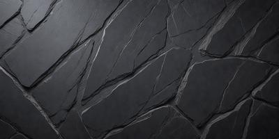 The primary subject of the image is a close-up of a black stone wall. The setting is a dark room, and the visual style appears to be a photo. The dominant colors are black and grey, creating a moody atmosphere.