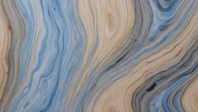 The primary subject of the image is a close-up of a wooden surface with a blue and white color scheme. The setting is a wooden table, and the visual style appears to be a photo. The dominant colors are blue and white, creating a calm and serene atmosphere.