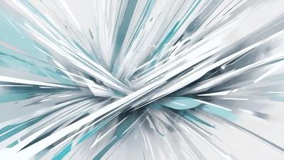 The primary subject of the image is a white and blue abstract art piece. The setting is a white background, which provides a clean and minimalist appearance. The visual style is a combination of digital art and illustration, creating a unique and eye-catching design. The dominant colors are white and blue, which contribute to a calm and serene atmosphere.