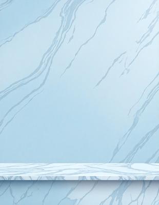 The primary subject of the image is a blue marble wall. The setting is a room with a blue marble wall as the main focus. The visual style is a digital art, illustration, or drawing. The dominant colors are blue and white, creating a calm and serene atmosphere.