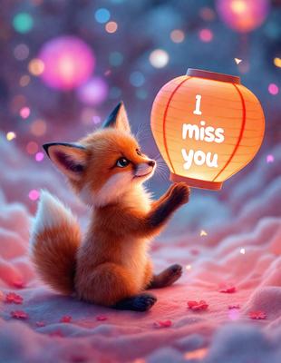 The primary subject of the image is a cute, anthropomorphic fox holding a lantern. The setting is a pink background, which adds a warm and inviting atmosphere to the scene. The visual style is a combination of digital art and illustration, creating a whimsical and charming appearance. The colors are predominantly pink, which contributes to the overall mood of the image, making it feel warm, friendly, and inviting.