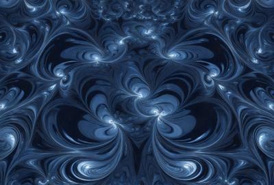 The primary subject of the image is a blue and white swirling pattern, which appears to be a digital art or illustration. The setting is a dark blue background, creating a contrasting effect with the swirling pattern. The visual style suggests that the image is a creative and artistic representation of a swirling motion. The dominant colors are blue and white, giving the image a calming and serene atmosphere.