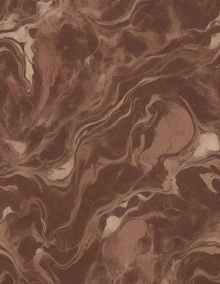 The image features a brown marbled surface with a pattern of swirls and curves. The primary subject is the marbled surface, which serves as the setting and background of the image. The visual style is a close-up of the marbled surface, showcasing its intricate patterns. The colors and mood of the image are warm and earthy, with the brown marbled surface being the dominant color.