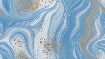 The primary subject of the image is a blue and white swirling pattern, which appears to be a painting or a digital artwork. The setting is a blue background, and the visual style is a combination of painting and digital art. The dominant colors are blue and white, creating a calming and serene atmosphere.