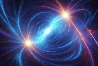 The primary subject of the image is a blue and purple nebula, which is a swirling mass of gas and dust in space. The setting is a dark, starry sky, with the nebula being the main focus of the image. The visual style is a combination of a photo and digital art, creating a unique and captivating representation of the celestial object. The dominant colors are blue and purple, which evoke a sense of tranquility and wonder in the viewer.