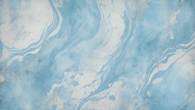 The primary subject of the image is a blue and white swirling pattern, which appears to be a painting or a digital artwork. The setting is a wall, and the visual style is artistic. The dominant colors are blue and white, creating a calming and serene atmosphere.