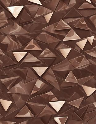 The primary subject of the image is a pattern of triangles made of brown and tan colors. The setting is a wall, and the visual style appears to be a combination of digital art and illustration. The dominant colors are brown and tan, creating a warm and earthy atmosphere.