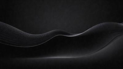 The primary subject of the image is a black, curved, and wavy surface. The setting is a dark background, which contrasts with the black surface. The visual style appears to be a combination of a photo and a digital art or illustration. The colors and mood of the image are predominantly dark and moody, with the black surface being the main focus.