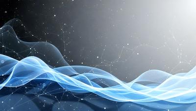 The primary subject of the image is a blue, swirling, and flowing pattern, which appears to be a digital art or illustration. The setting is a dark background, which contrasts with the blue pattern. The visual style is modern and futuristic, with the blue pattern resembling a flowing river or a wave. The colors and mood of the image are predominantly blue, creating a sense of calmness and tranquility.