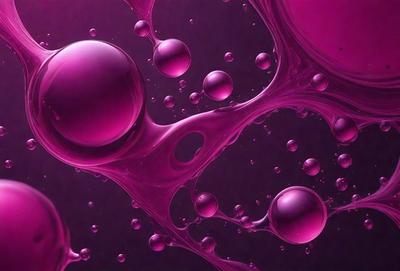 The primary subject of the image is a close-up of a purple liquid, possibly a bubble or a blob, with a purple background. The visual style appears to be a digital art or illustration, as the purple liquid is the main focus of the image. The colors and mood of the image are predominantly purple, creating a unique and visually striking scene.