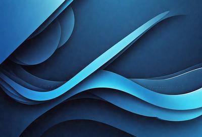 The primary subject of the image is a blue and white wave, which is the main focus of the scene. The setting is a blue background, and the visual style appears to be a digital art or illustration. The dominant colors in the image are blue and white, creating a calm and serene atmosphere.