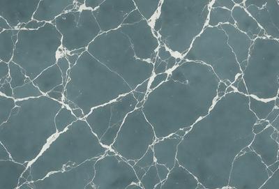 The primary subject of the image is a blue and white marbled wallpaper with a textured surface. The setting is a room with a blue background, and the visual style is a close-up of the wallpaper. The colors and mood of the image are predominantly blue and white, creating a calm and serene atmosphere.