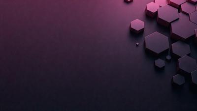 The primary subject of the image is a large, dark blue surface with a few small, pink geometric shapes scattered across it. The setting appears to be a dark room, and the visual style is a combination of digital art and illustration. The colors and mood of the image are predominantly dark and moody, with the pink geometric shapes adding a touch of brightness and contrast to the overall atmosphere.