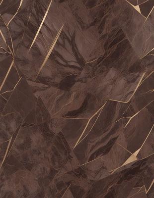 The primary subject of the image is a close-up of a marble tile with a gold pattern. The setting is a marble floor, and the visual style is a photo. The colors and mood of the image are predominantly brown and gold, giving it a warm and luxurious appearance.