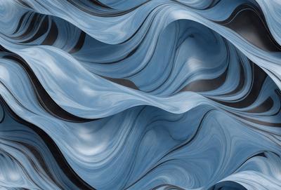 The primary subject of the image is a blue and white swirling pattern, which appears to be a digital art or illustration. The setting is a black background, which contrasts with the swirling pattern. The visual style is a combination of digital art and illustration, creating a unique and eye-catching design. The colors and mood of the image are predominantly blue and white, giving it a calming and soothing atmosphere.