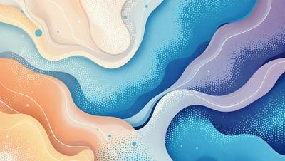 The primary subject of the image is a blue and white ocean wave. The setting is a blue ocean with a white and blue wave. The visual style is a digital art or illustration, creating a vibrant and dynamic scene. The dominant colors are blue and white, giving the image a calming and serene atmosphere.
