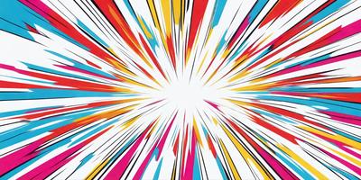The primary subject of the image is a colorful, bright explosion. The setting is a white background, which contrasts with the vibrant colors of the explosion. The visual style is a combination of digital art and illustration, creating a dynamic and eye-catching scene. The colors and mood of the image are energetic and lively, with the explosion's vivid colors and the white background creating a sense of movement and excitement.